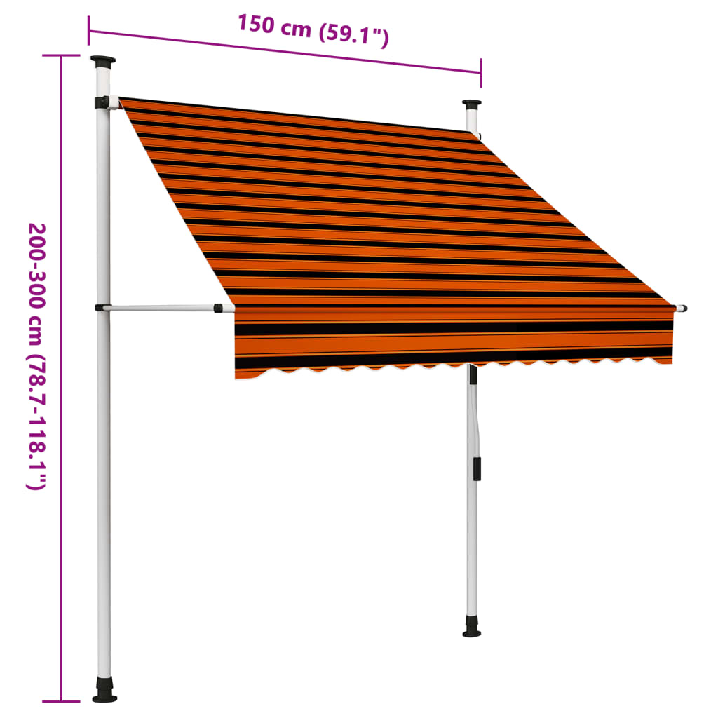 Tenda da Sole Retrattile Manuale 150 cm Arancione e Marrone - homemem39