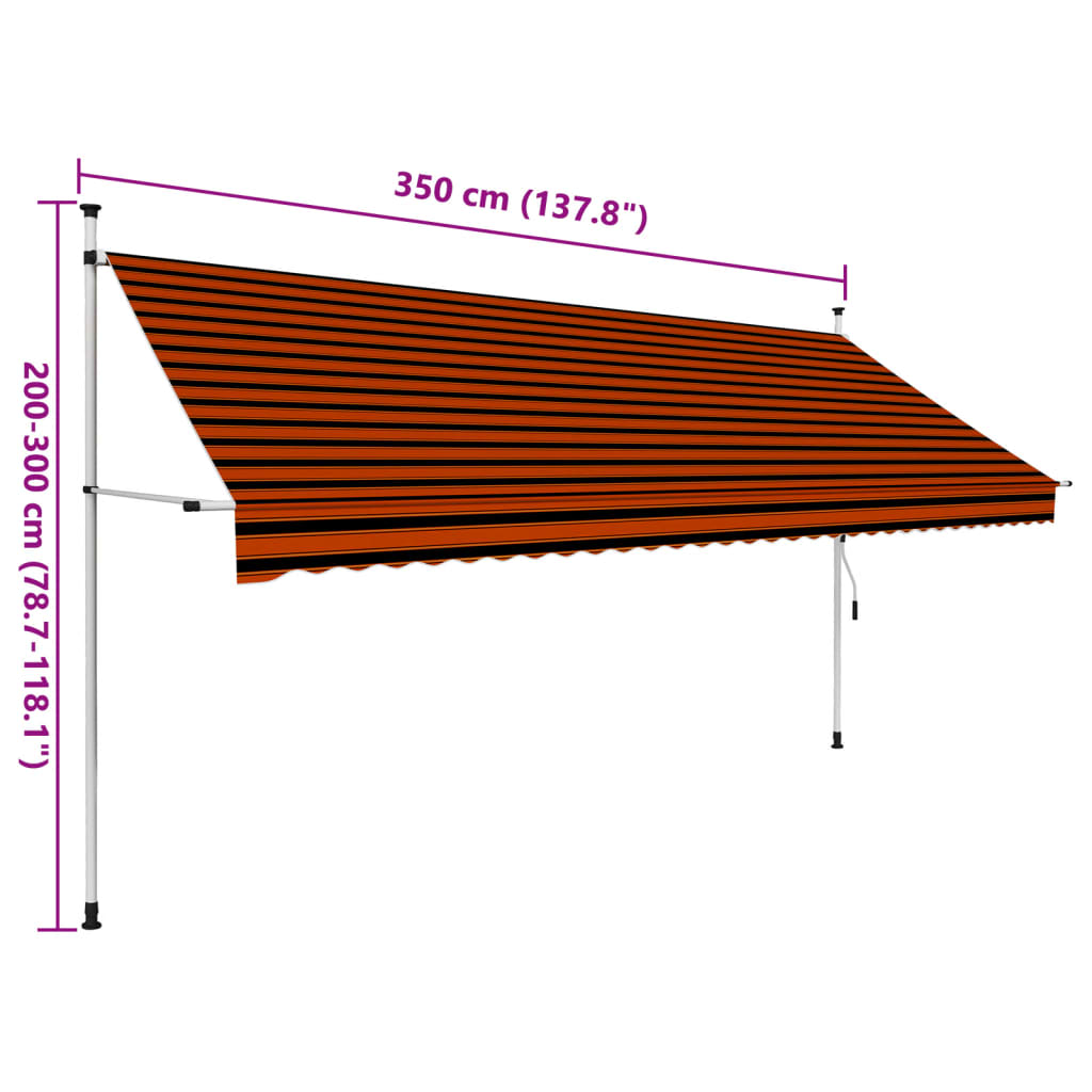 Tenda da Sole Retrattile Manuale 350 cm Arancione e Marrone - homemem39