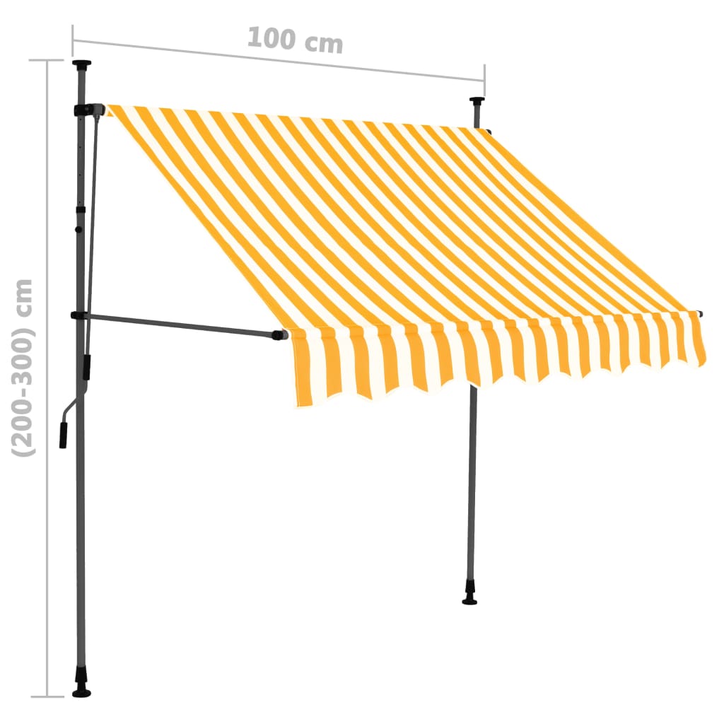 Tenda da Sole Retrattile Manuale LED 100 cm Bianca e Arancione - homemem39