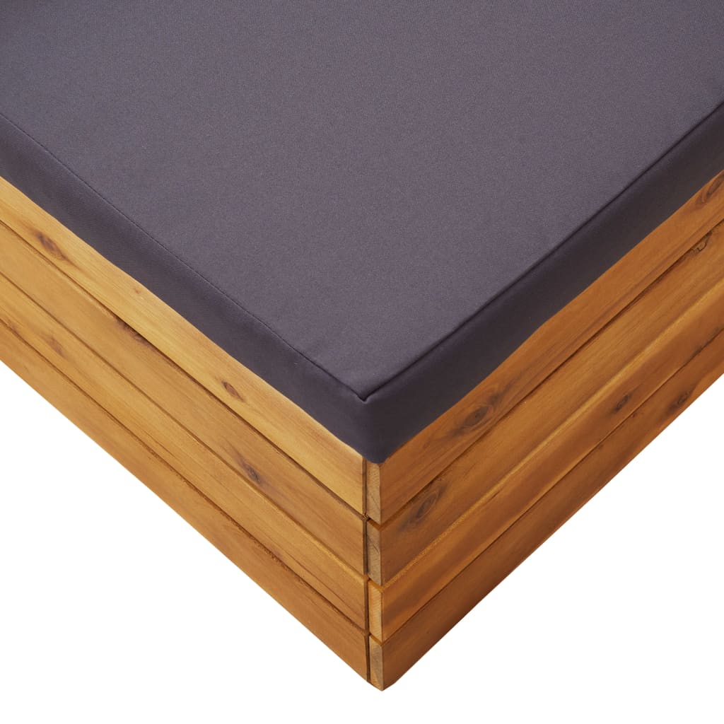 Pouf Modulare 1 pz con Cuscino in Legno Massello di Acacia