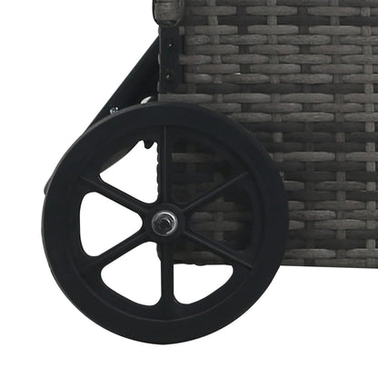 Lettino Prendisole con Ruote in Polyrattan Grigio - homemem39