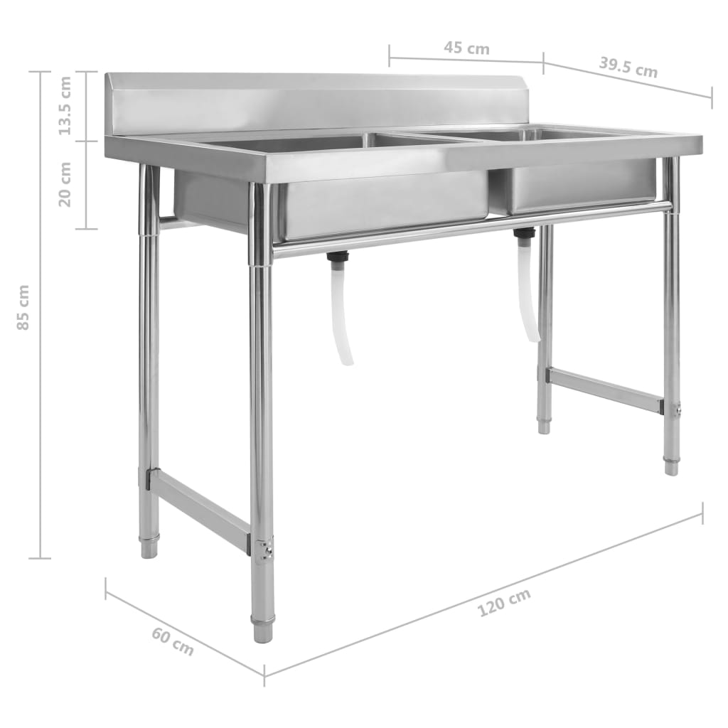 Lavello da Cucina a Doppia Vasca in Acciaio Inox - homemem39