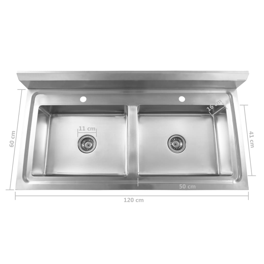 Lavello da Cucina a Doppia Vasca in Acciaio Inox - homemem39