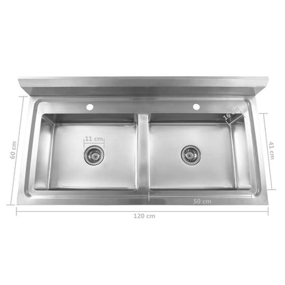 Lavello da Cucina a Doppia Vasca in Acciaio Inox - homemem39