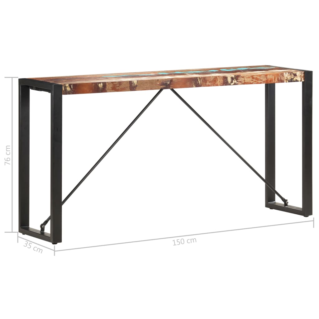 Tavolo Consolle 150x35x76 cm in Legno Massello di Recupero - homemem39