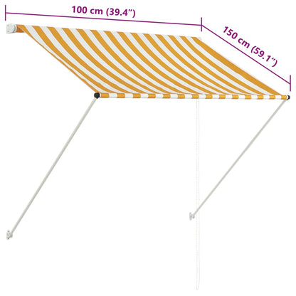 Tenda da Sole Retrattile 100x150 cm Giallo e Bianco