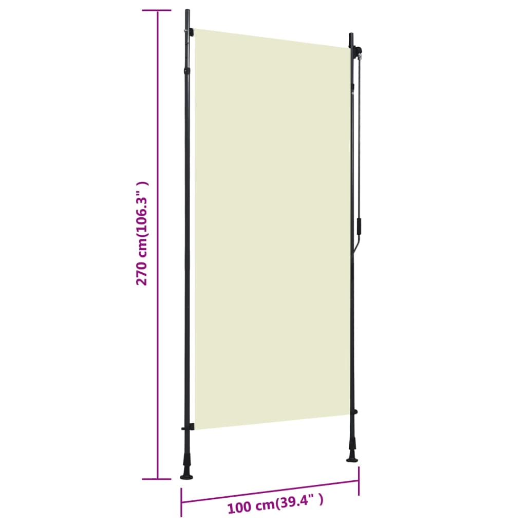 Tenda a Rullo per Esterni 100x270 cm Crema - homemem39