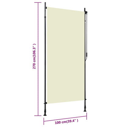 Tenda a Rullo per Esterni 100x270 cm Crema