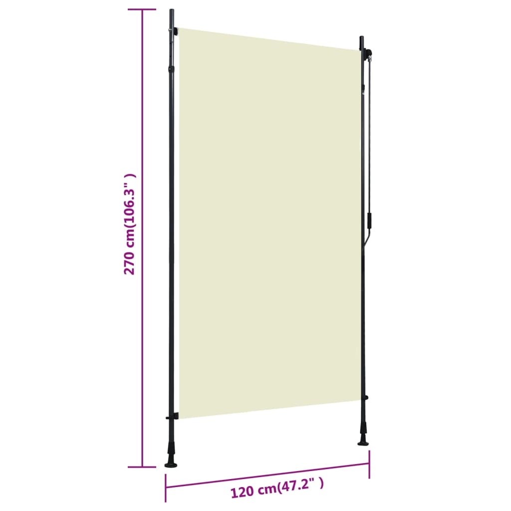 Tenda a Rullo per Esterni 120x270 cm Crema