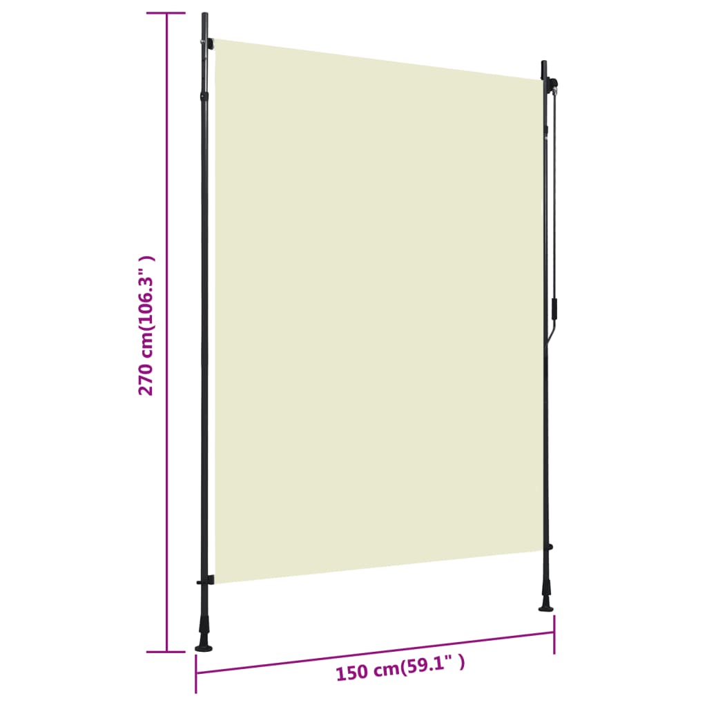 Tenda a Rullo per Esterni 150x270 cm Crema - homemem39