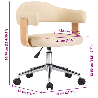 Sedia da Pranzo Girevole Crema in Legno Curvato e Similpelle - homemem39