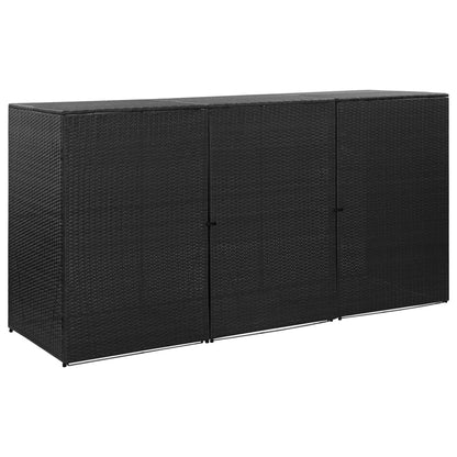 Copribidone Triplo Spazzatura Nero 229x78x120 cm in Polyrattan - homemem39