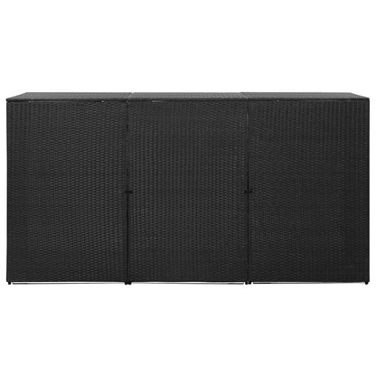 Copribidone Triplo Spazzatura Nero 229x78x120 cm in Polyrattan - homemem39