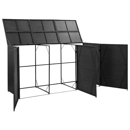 Copribidone Triplo Spazzatura Nero 229x78x120 cm in Polyrattan - homemem39