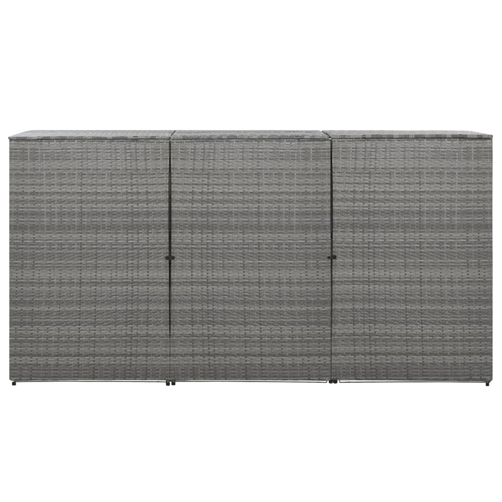 Copribidone Triplo Spazzatura Antracite 229x78x120cm Polyrattan