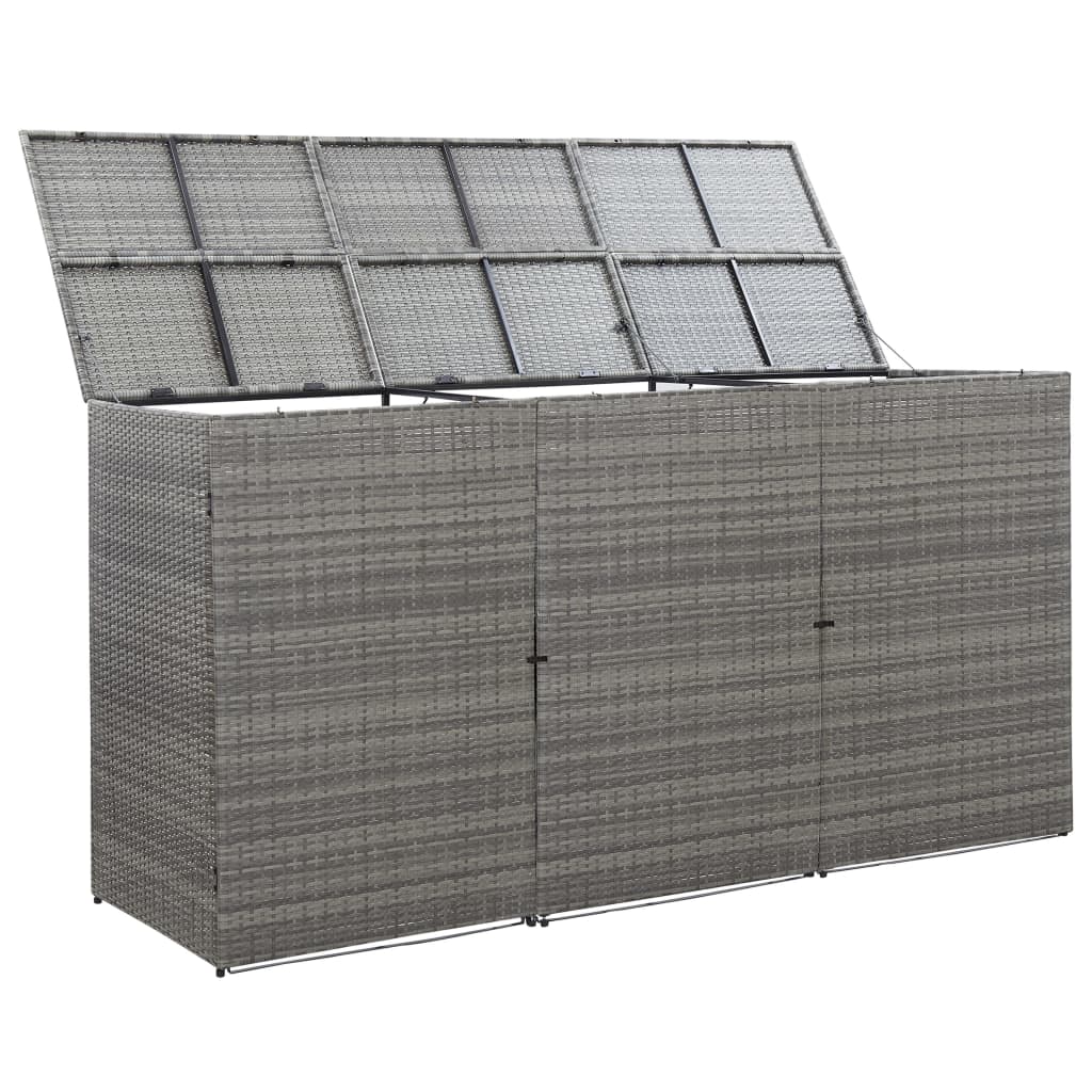 Copribidone Triplo Spazzatura Antracite 229x78x120cm Polyrattan