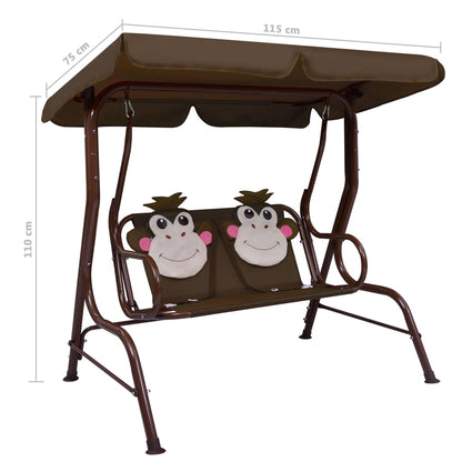 Dondolo a Panchina per Bambini Marrone 115x75x110 cm in Tessuto - homemem39