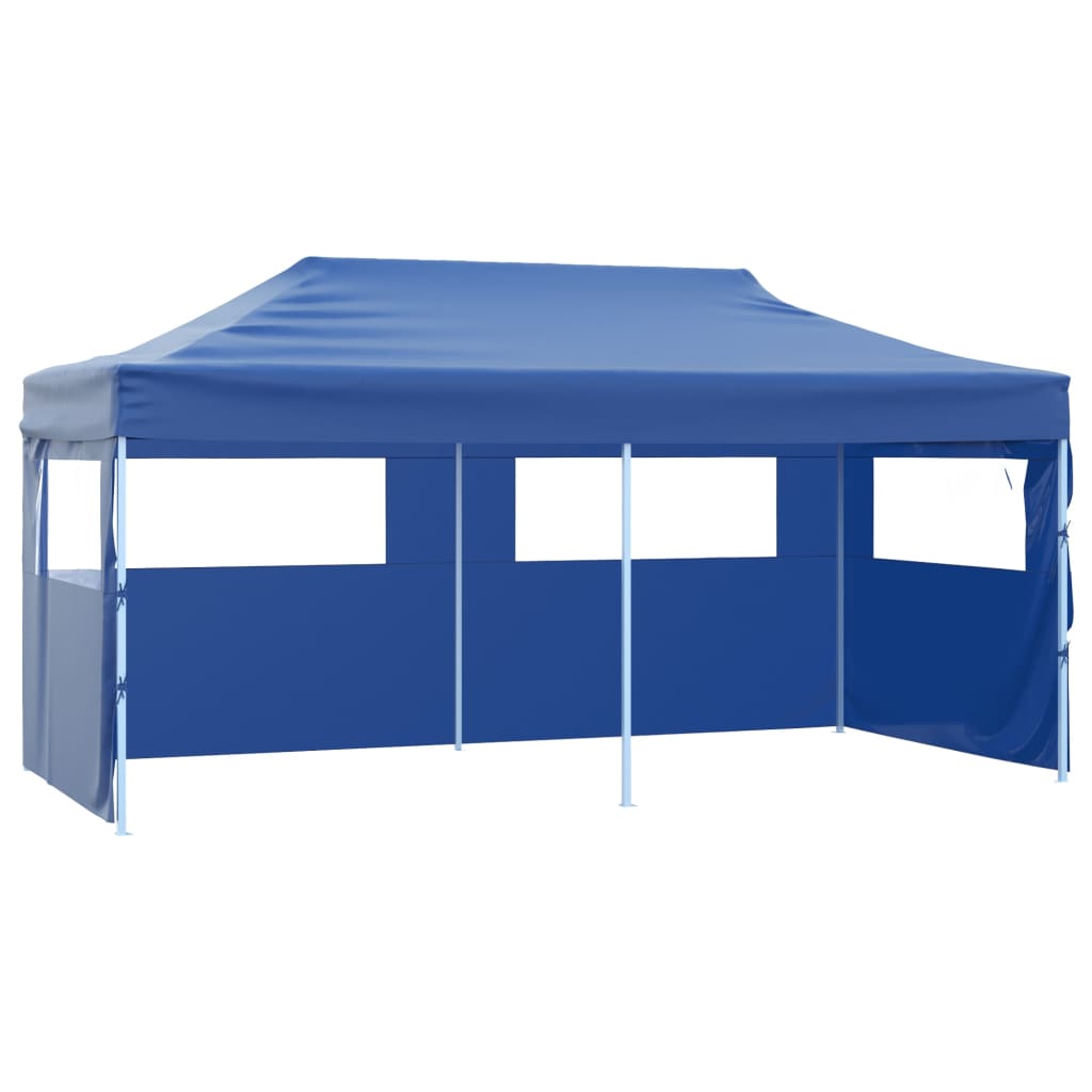 Gazebo Pieghevole con 4 Pareti 3x6m Acciaio Blu - homemem39