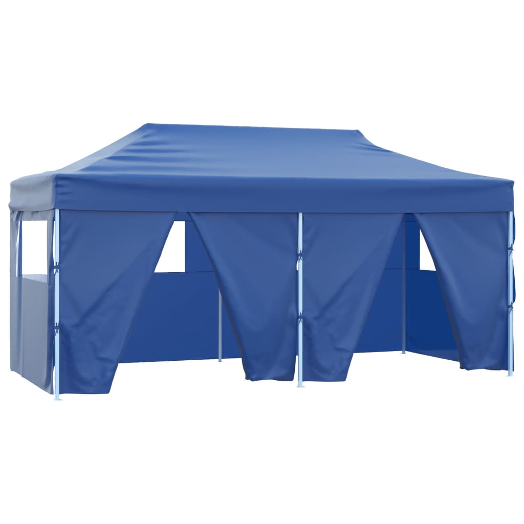 Gazebo Pieghevole con 4 Pareti 3x6m Acciaio Blu - homemem39