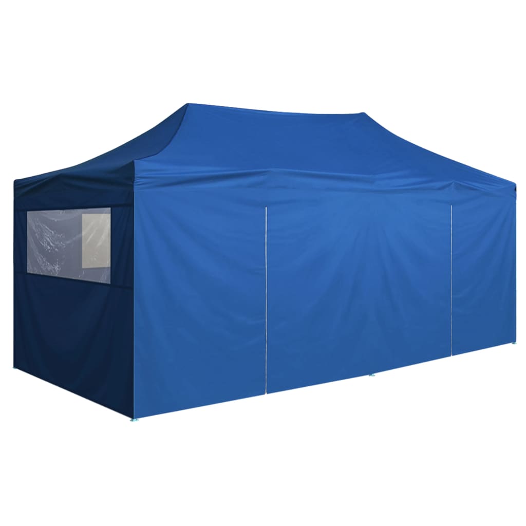 Gazebo Pieghevole con 4 Pareti 3x6m Acciaio Blu - homemem39