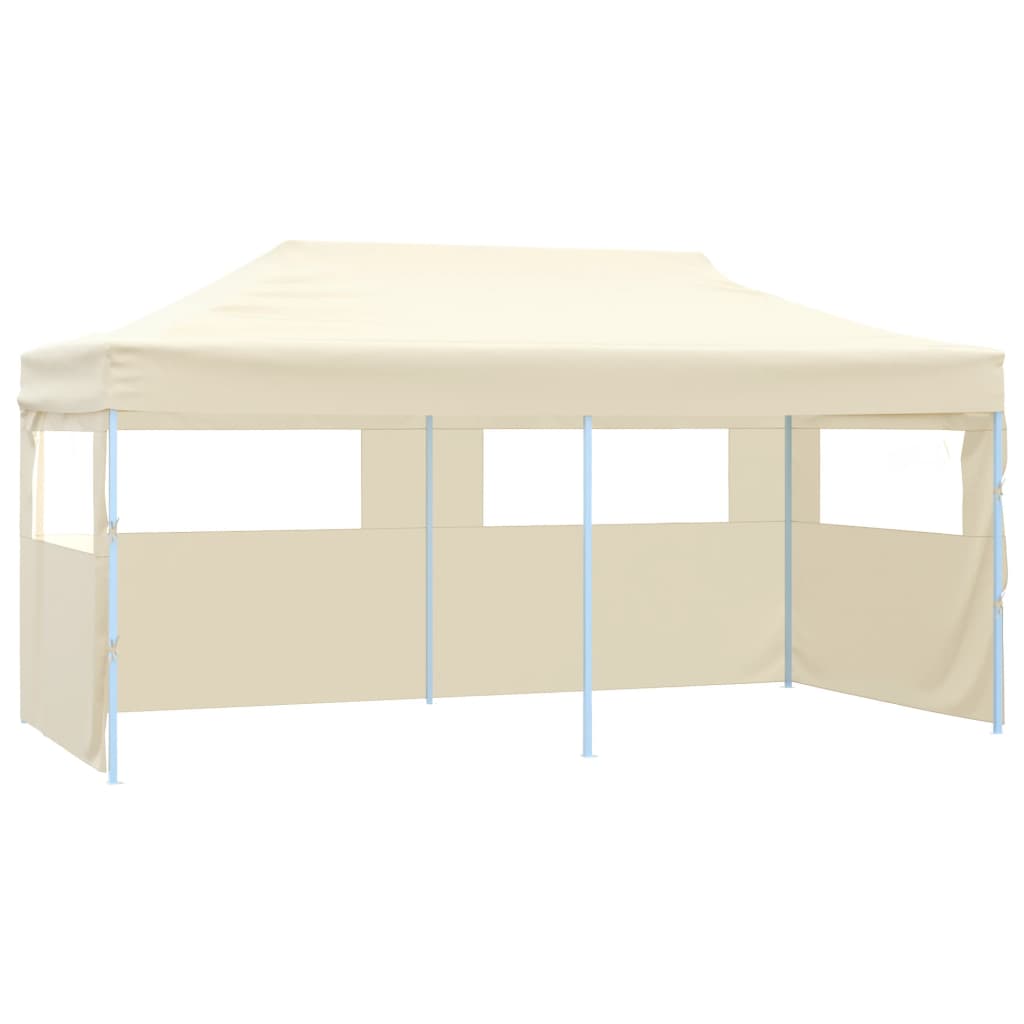 Gazebo Professionale Pieghevole con 4 Pareti 3x6m Acciaio Crema - homemem39