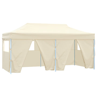 Gazebo Professionale Pieghevole con 4 Pareti 3x6m Acciaio Crema - homemem39