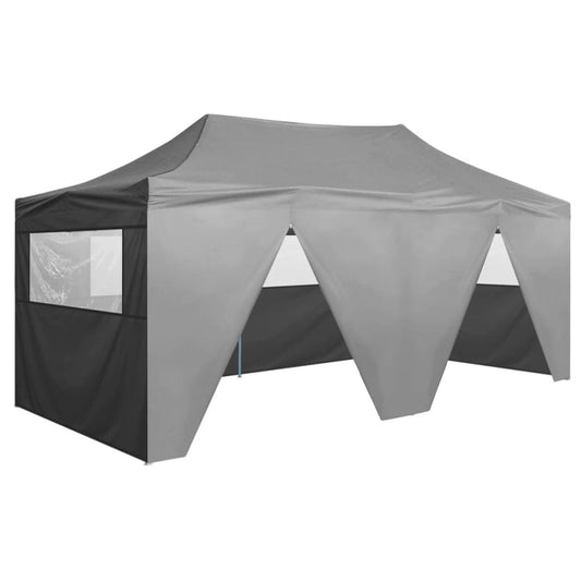 Gazebo Pieghevole con 4 Pareti 3x6m Acciaio Antracite - homemem39