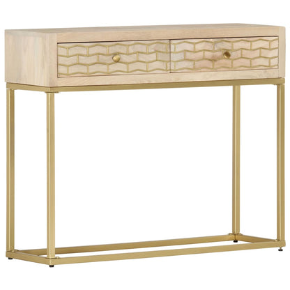 Tavolo Consolle Oro 90x30x75 cm Legno Massello di Mango - homemem39