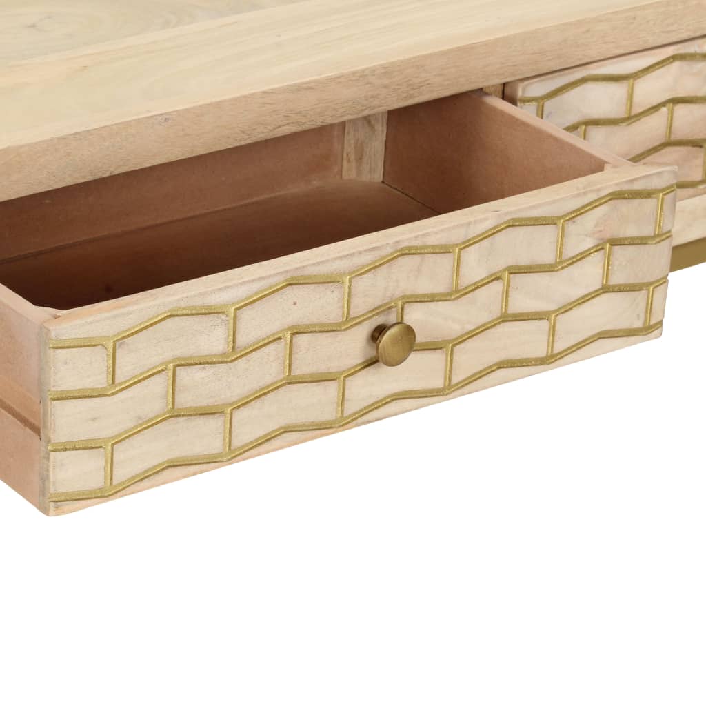 Tavolo Consolle Oro 90x30x75 cm Legno Massello di Mango - homemem39