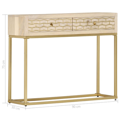 Tavolo Consolle Oro 90x30x75 cm Legno Massello di Mango - homemem39