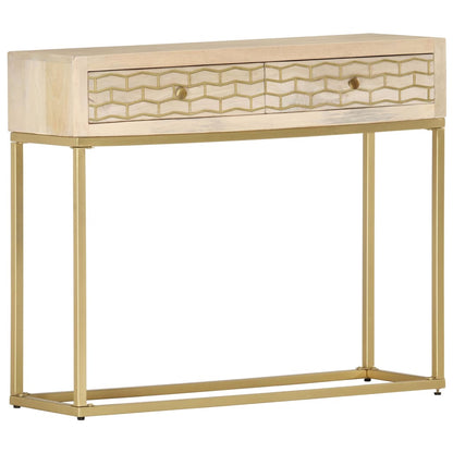 Tavolo Consolle Oro 90x30x75 cm Legno Massello di Mango - homemem39