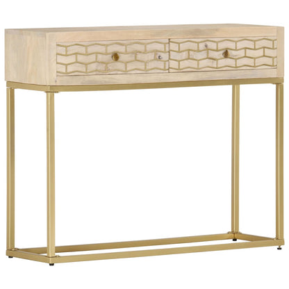 Tavolo Consolle Oro 90x30x75 cm Legno Massello di Mango - homemem39