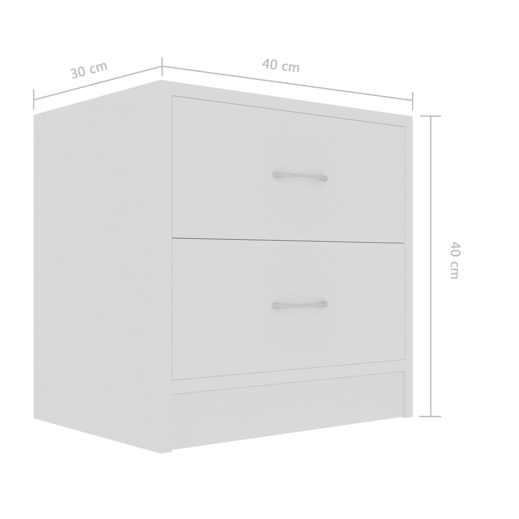 Comodini Bianchi 2 pz 40x30x40 cm in Legno Multistrato