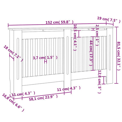 Copertura per Radiatore Nera 152x19x81,5 cm in MDF - homemem39