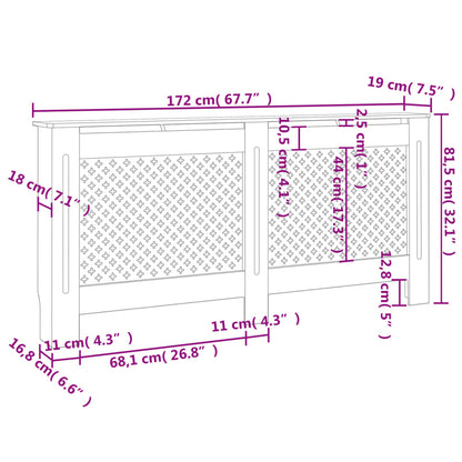 Copertura per Radiatore Nera 172x19x81 cm in MDF