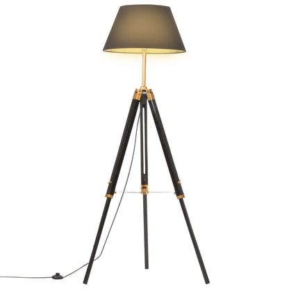 Lampada a Treppiede Nero e Oro in Massello di Teak 141 cm