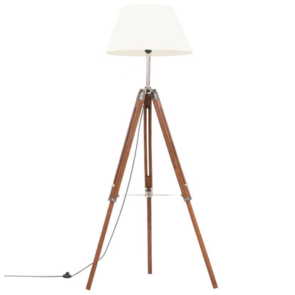 Lampada a Treppiede Marrone e Bianco in Legno di Teak 141 cm - homemem39