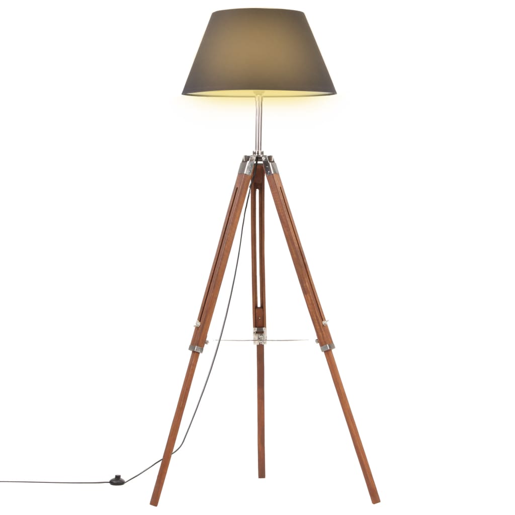 Lampada a Treppiede Marrone e Nero in Legno di Teak 141 cm - homemem39