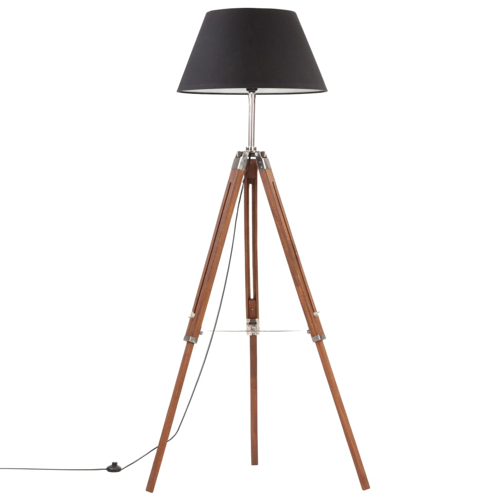 Lampada a Treppiede Marrone e Nero in Legno di Teak 141 cm - homemem39