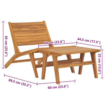 Sedia da Giardino con Poggiapiedi in Legno Massello di Teak - homemem39