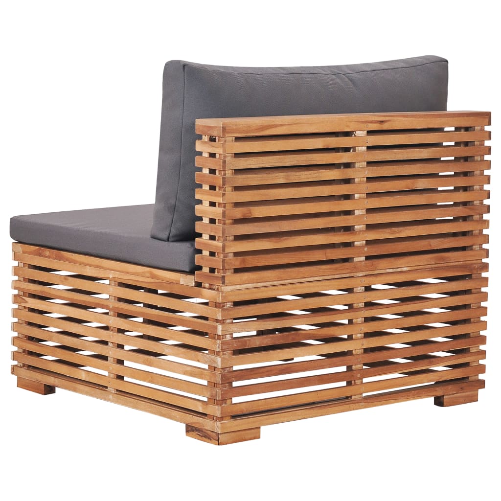 Divano Centrale da Giardino con Cuscino Grigio Massello di Teak - homemem39