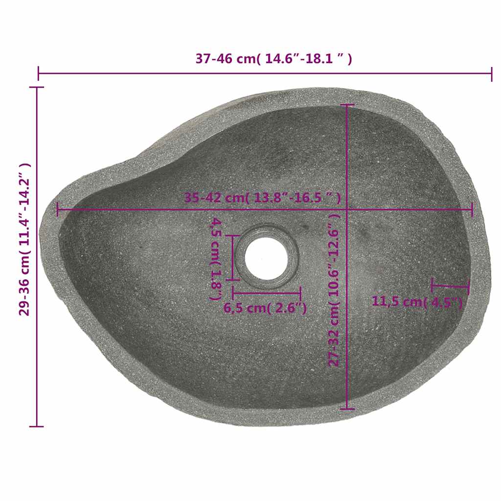 Lavandino in Pietra di Fiume Ovale (37-46)x(29-36) cm