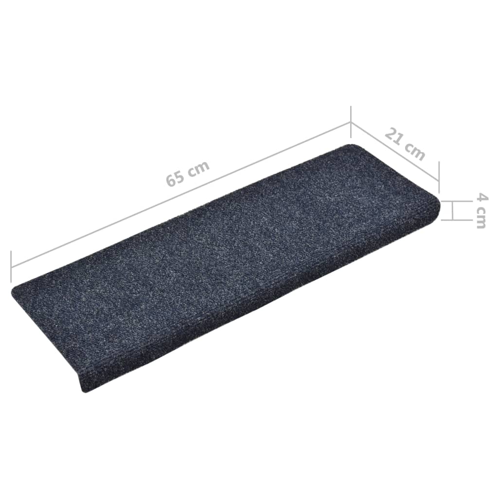 Tappetini per Scale Tessuto Agugliato 15 pz 65x21x4 cm Blu - homemem39