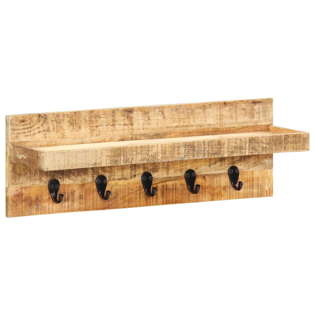 Appendiabiti a Muro 60x15x20 cm Legno Massello di Mango Grezzo - homemem39