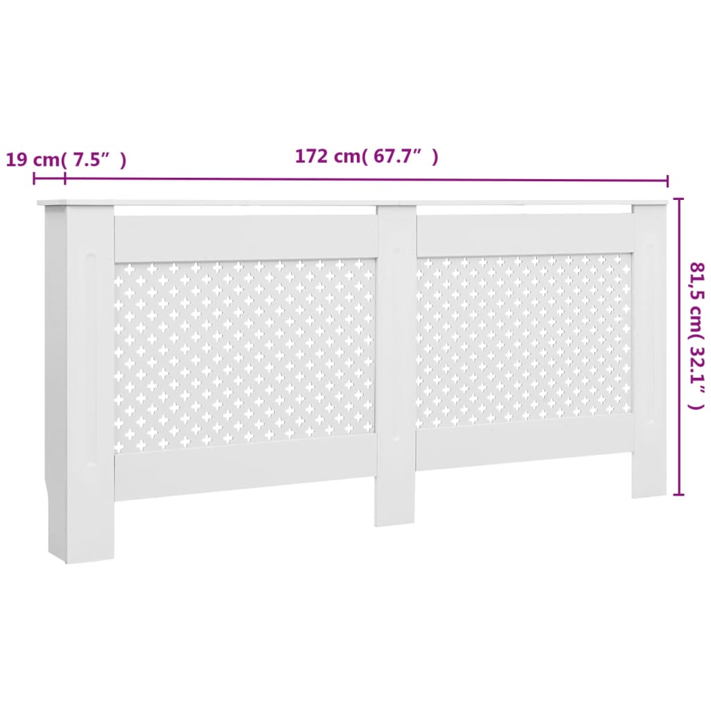 Coperture per Radiatori 2 pz Bianche 172x19x81,5 cm in MDF - homemem39