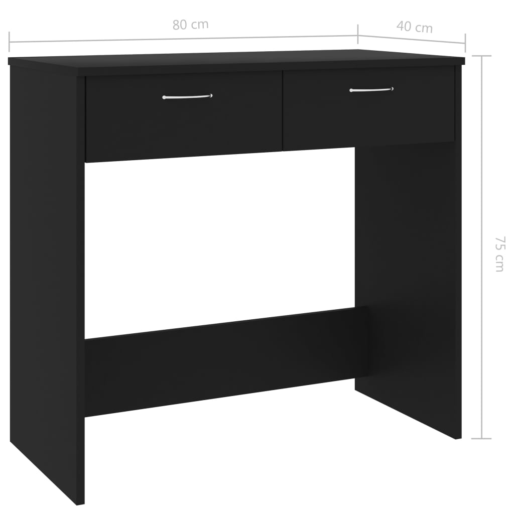 Scrivania Nera 80x40x75 cm in Legno Multistrato - homemem39