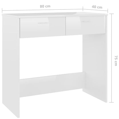 Scrivania Bianco Lucido 80x40x75 cm in Legno Multistrato