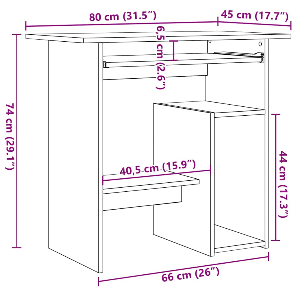 Scrivania Bianca 80x45x74 cm in Legno Multistrato - homemem39