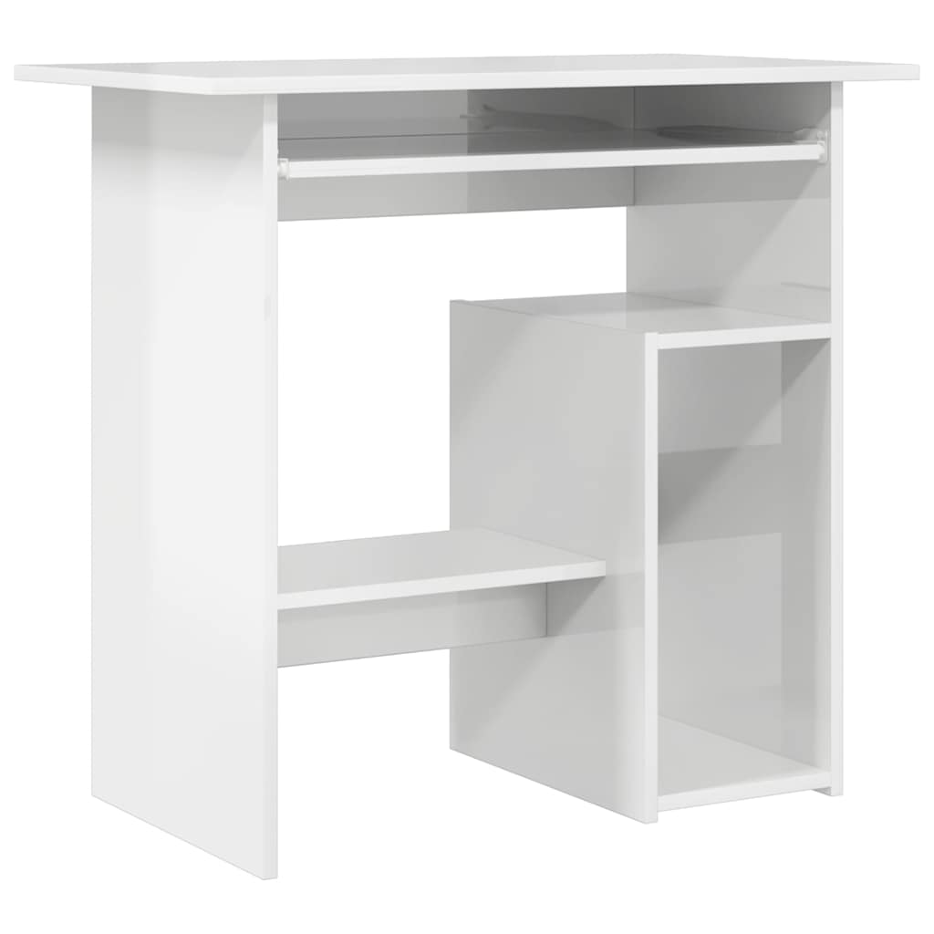 Scrivania Bianco Lucido 80x45x74 cm in Legno Multistrato - homemem39