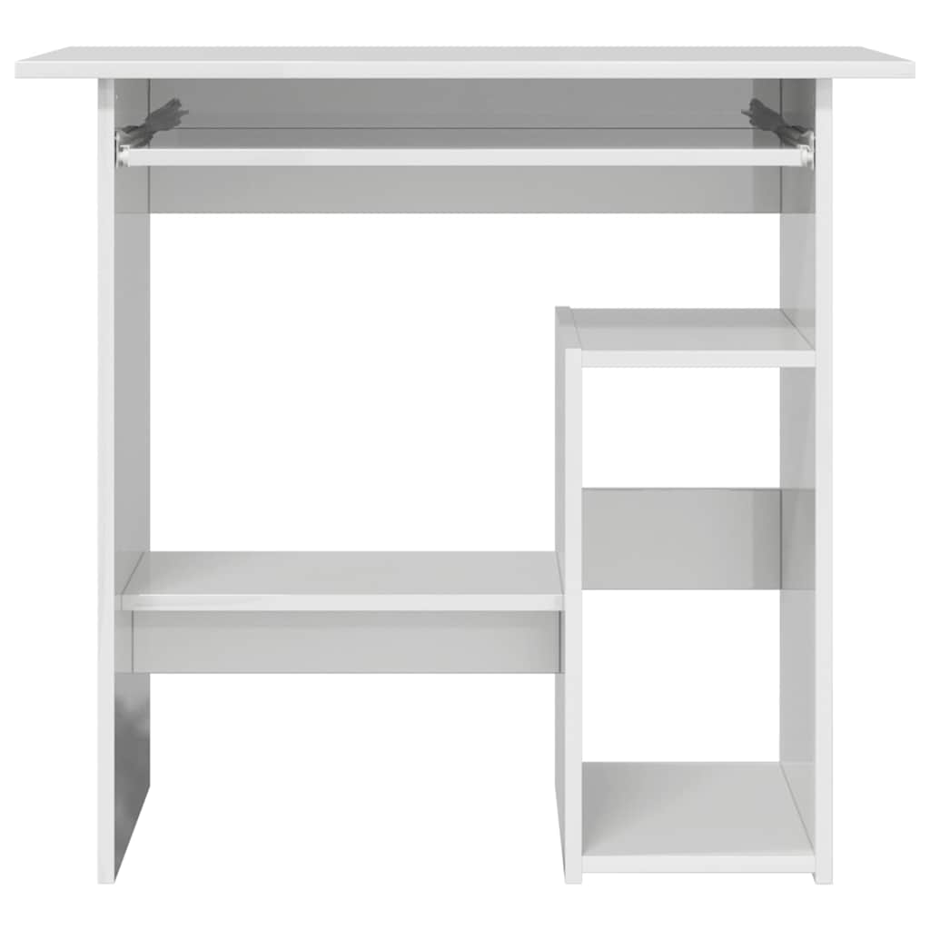 Scrivania Bianco Lucido 80x45x74 cm in Legno Multistrato - homemem39